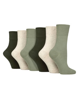Paquete de 6 calcetines diabéticos para mujeres de algodón sin elasticidad con punta sin costuras