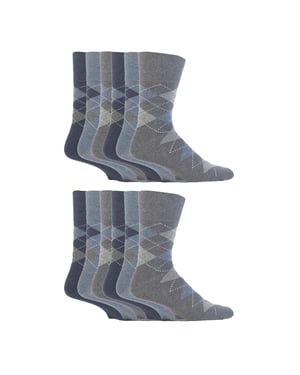 12 Pares de Calcetines de Hombre con Sujeción Suave y Parte Superior Suelta | Calcetines Extra Anchos Sin Elastano