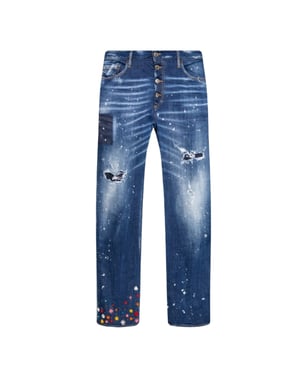 Vaqueros Azules Con Estampado Floral Roadie Jean De Dsquared2