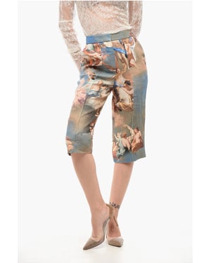 Bermudas de lino estampado multicolor