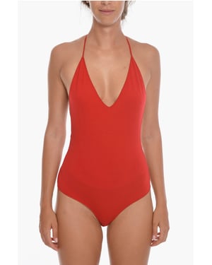Body COSY de mezcla de cachemira con espalda descubierta en rojo