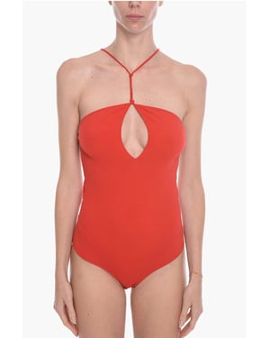 Body GAUGE con espalda descubierta en mezcla de cachemira en rojo