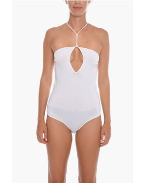 Body GAUGE de mezcla de cachemira con espalda descubierta en blanco