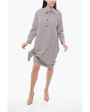 Vestido camisero de rayas con detalle de nudo en multicolor