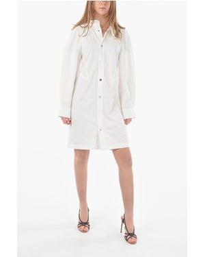 Vestido camisero compacto con botones a presión en blanco