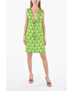 Minivestido PARACHUTE con escote pronunciado y estampado ondulado en amarillo y verde