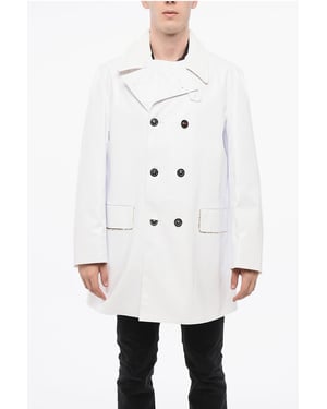 Gabardina impermeable MM14 con cuello de terciopelo en color blanco