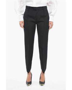 Pantalones de lana con pliegues delanteros y diseño curvo en negro