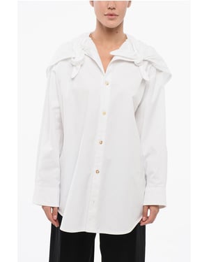 Camisa oversize con detalle anudado en blanco