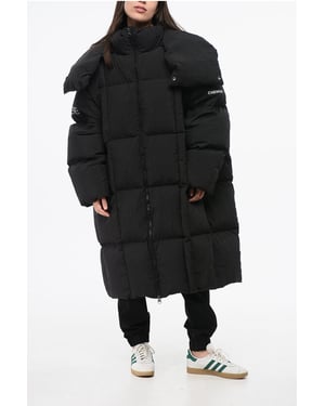 Chaqueta larga acolchada de plumón MM6 con capucha extraíble en negro