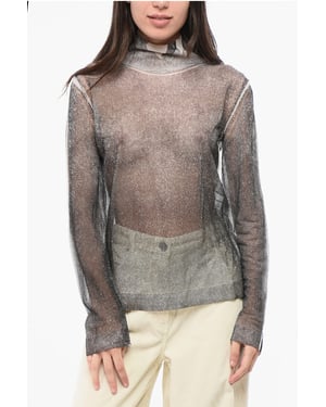 Suéter ligero de seda con cuello alto MM1 MM10 en gris