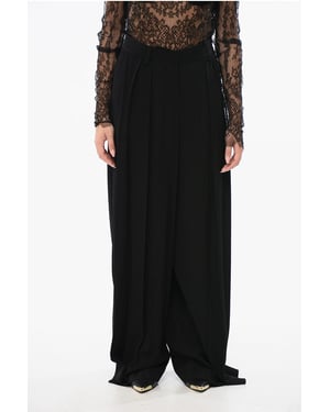 Pantalones de crepé de viscosa con doble pliegue en color negro