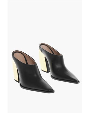 Mules TOKYO de piel con tacón metálico de 11 cm en color negro