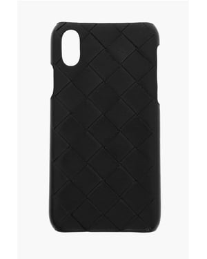 Funda Intreccio de piel suave para iPhone Xs en color negro