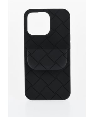 Funda trenzada para iPhone 13 Pro con soporte para AirPods en color negro