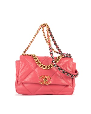 Chanel Classic 19 Flap  en Rosa Piel de becerro