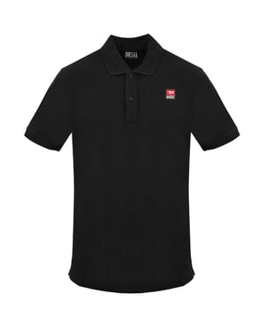 Polo Negro Caviar Con Parche Pequeño De Diesel