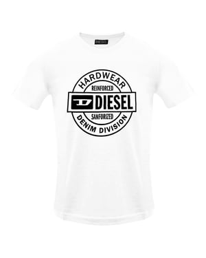 Camiseta Blanca Brillante Con Logotipo Circular De Diesel Hardware