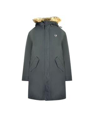 Chaqueta Parka Negra Con Capucha De Fred Perry