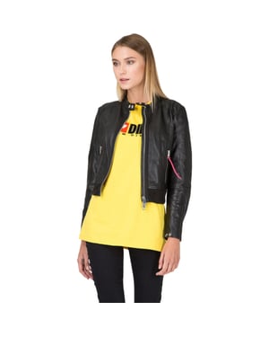 Chaqueta De Cuero Negra De Corte Corto Diesel L-lyssa-c