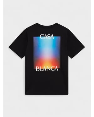 Camiseta Negra Con Logotipo Apilado Y Degradado De Casablanca