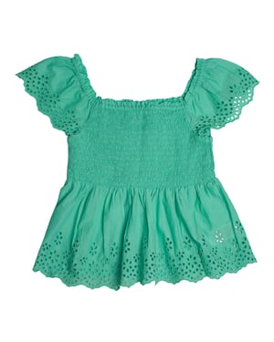 Blusa Corta con Ojales Bordados 557992 para Niña