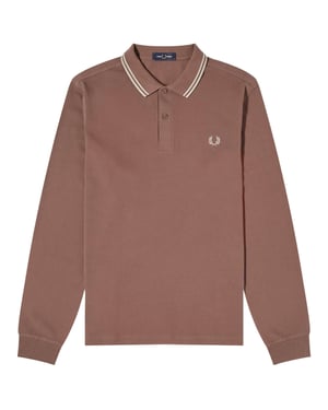 Polo Fred Perry De Manga Larga En Color Marrón Ladrillo Granate