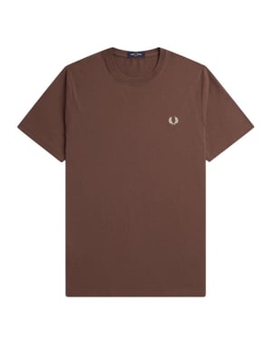 Camiseta Fred Perry Color Marrón Ladrillo Y Granate