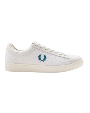 Zapatillas Blancas Con Logo De Corona De Laurel Azul De Fred Perry