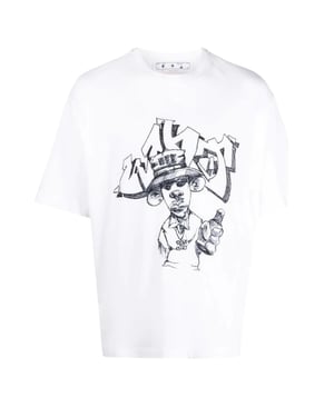 Camiseta De Manga Corta Off-white Graff Freest Over Skate, Color Blanco