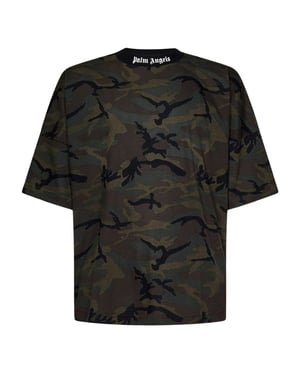 Camiseta Extragrande Con Logo Clásico De Camuflaje De Palm Angels, Estilo Militar