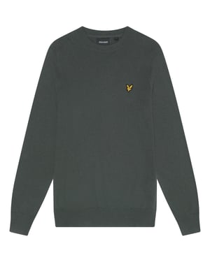 Jersey de Cuello Redondo de Algodón y Merino Lyle & Scott - Verde Oscuro