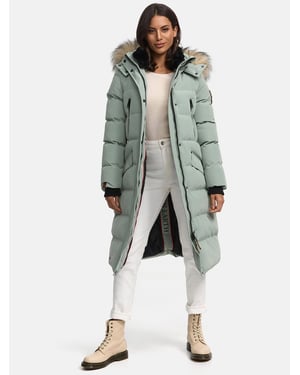 Marikoo abrigo de invierno mujer – Schneesternchen largo con capucha y cuello de pelo sintético