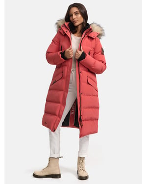 Marikoo abrigo de invierno mujer – Schneesternchen largo con capucha y cuello de pelo sintético