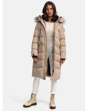 Marikoo abrigo de invierno mujer – Schneesternchen largo con capucha y cuello de pelo sintético