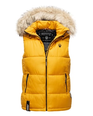 Marikoo chaleco acolchado mujer – Eisflöckchen con capucha y cuello de pelo sintético