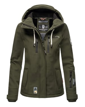 Marikoo chaqueta softshell mujer – Kleine Zicke cálida con capucha y forro polar