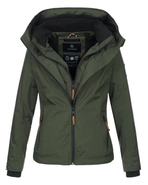 Chaqueta de entretiempo Marikoo Erdbeere para mujer con doble cuello y forro polar