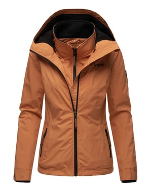 Chaqueta de entretiempo Marikoo Erdbeere para mujer con doble cuello y forro polar