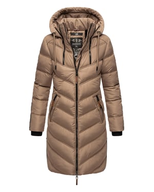 Marikoo abrigo acolchado invierno mujer – Armasa largo con capucha y forro de borreguillo
