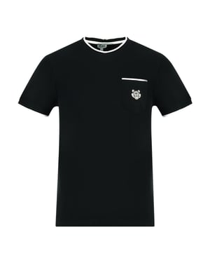 Camiseta Negra Con Logo De Bolsillo De La Marca Kenzo