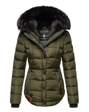 Chaqueta de invierno Marikoo Lotusblüte para mujer con forro de borreguito y cuello de pelo sintético