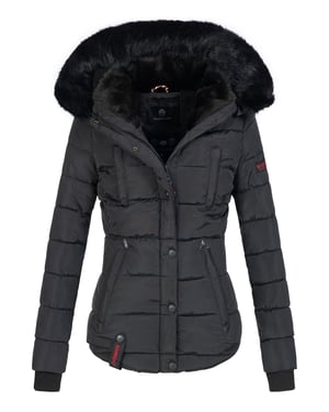 Chaqueta de invierno Marikoo Lotusblüte para mujer con forro de borreguito y cuello de pelo sintético