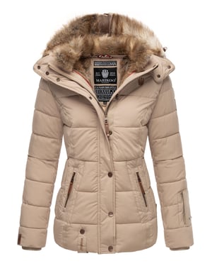 Chaqueta de invierno Marikoo Nekoo para mujer con capucha de pelo sintético y forro de borreguito