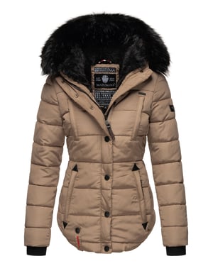 Chaqueta de invierno Marikoo Lotusblüte para mujer con forro de borreguito y cuello de pelo sintético