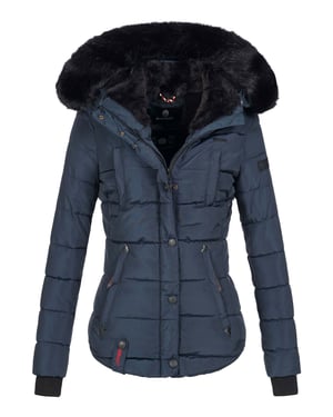 Chaqueta de invierno Marikoo Lotusblüte para mujer con forro de borreguito y cuello de pelo sintético