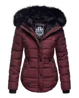 Chaqueta de invierno Marikoo Lotusblüte para mujer con forro de borreguito y cuello de pelo sintético