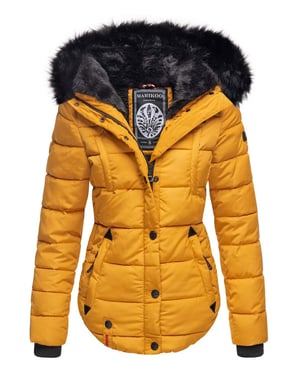 Chaqueta de invierno Marikoo Lotusblüte para mujer con forro de borreguito y cuello de pelo sintético