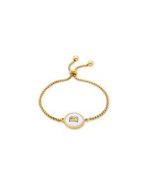Pulsera Luxenter en madreperla blanca terminada en oro amarillo de 18 quilates - Alfabeto