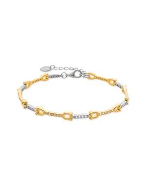 Pulsera de plata de ley 925 de Luxenter con zirconitas brillantes acabada en oro amarillo de 18k - Azhla
